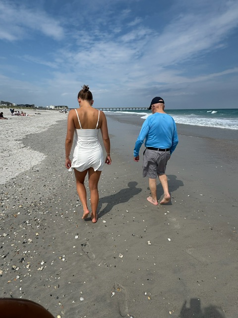 Beach walk with a client